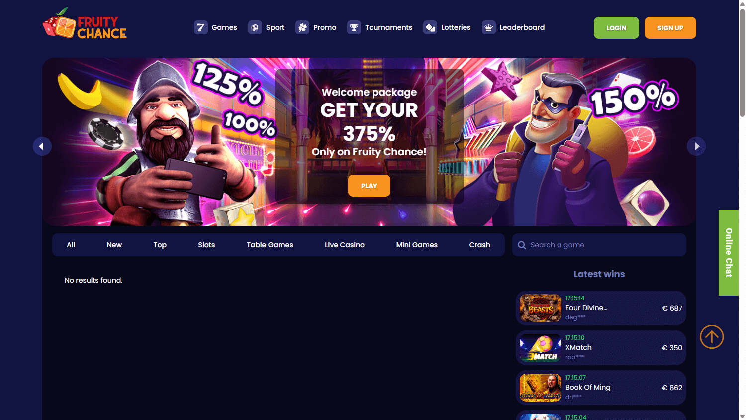 Fruity Chance Casino Desktop screenshot
